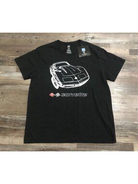 GM Official Mens XL Corvette Black Double Sided T Shirt New with Tags